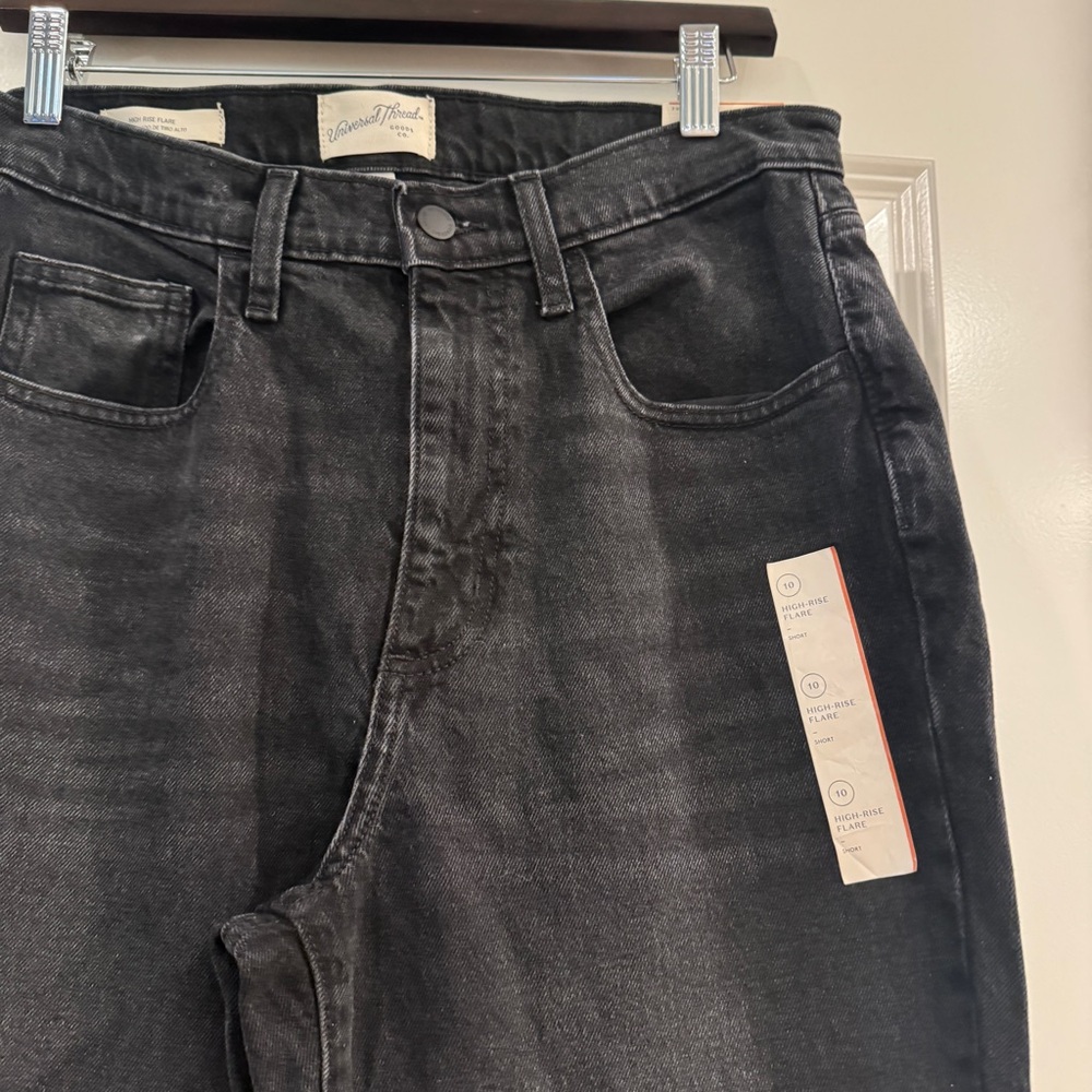 Universal Thread High Rise Flare Pants Black Jeans Size 10 /S Short New NWT - Picture 5 of 12